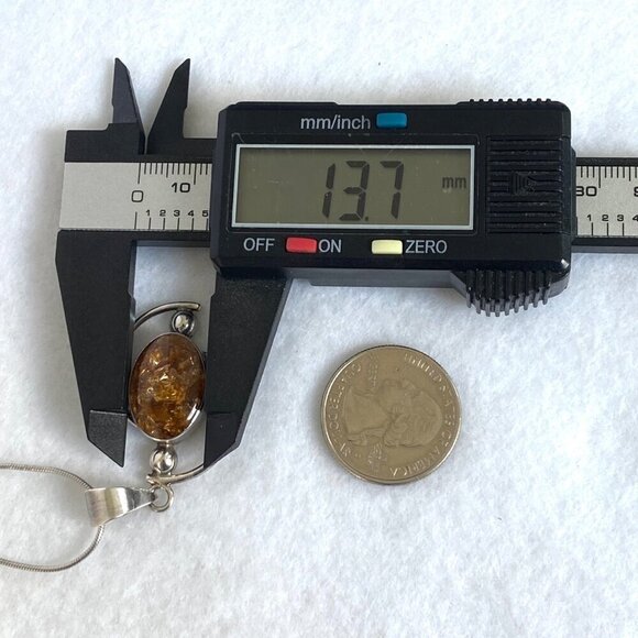 Sterling Silver 950 Mexico Geometric Oval Baltic Amber Pendant Necklace 18" - Picture 14 of 16